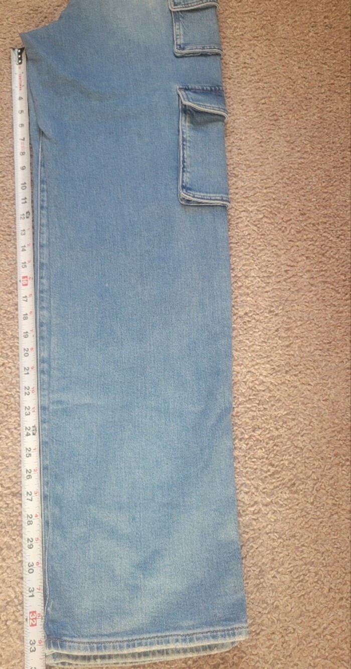 Express Light Blue Straight Cargo Jeans - Picture 6 of 11